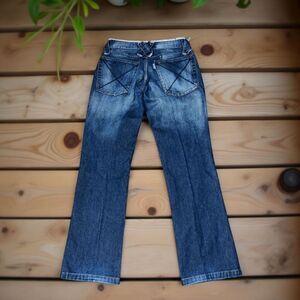 Paragan TM Button Fly Frayed Hi Waist Bootcut Jeans Size 29x32 #177